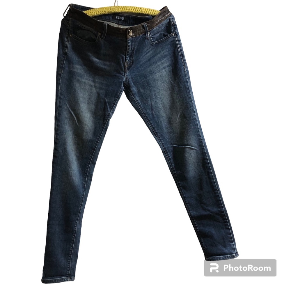 Crosby Skinny Leg Stretch Jeans Leather Waistband